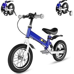 Ybike Bicicletta Senza Pedali,2 in 1 Bici Per Bambini da 12 14 Pollici, Per Bambini da 2 a 7 anni,4 Colori Bici da Equilibrio Con Freno,Ammortizzatore, Parafanghi
