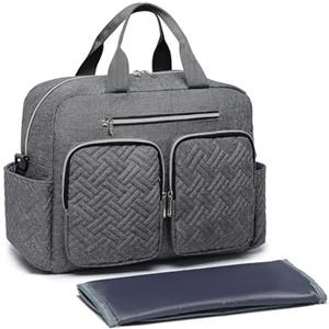 KONO Borsa fasciatoio per passeggino, borsa per pannolini, borsa clinica | Grande borsa per bambini, scomparti isolati, separazione bagnata e asciutta, gancio per passeggino, organizzazione ottimale