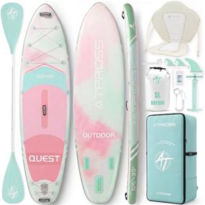 ATPROSS Tavola SUP 320x84cm Stand Up Paddle Extra Largo per 2 Persone | Portata 200kg, Canoa Gonfiabile 2 Posti Stabile e Antiscivolo per Mare e Surf
