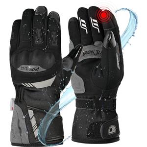 IRON JIA'S Guanti moto uomo invernali,guanti moto invernali caldi touchscreen con protezione per le nocche,per sport all'aperto,motocicletta,sci,Nero