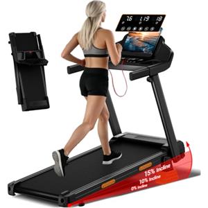 LONTEK Tapis Roulant Salvaspazio con Inclinazione | Tapis Roulant Elettrico 12KM/H, Tapirulan Pieghevole da Casa con 3.0 HP, MAX 160KG