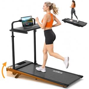 DR.GYMlee Walking Pad Tapis Roulant 6 in 1 con Inclinazione 3-15% e Manubrio Regolabile, Scrivania, 1-12 km/h, Ammortizzazione a 8 Punti, Display LED, Telecomando, 130 kg
