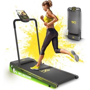 IDS Tapis Roulant Elettrico Salvaspazio, Marchio ITALIANO, 12 km/h, INCLINAZIONE, Compatto, Pieghevole, Display, Supporto Tablet, Telaio Rinforzato, Garanzia e Assistenza ITALIA Indoor Sports