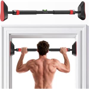 Fokky Barra per trazioni per porta, portata fino a 250 kg, senza viti, 74-97 cm, estensibile, con tappetini in ABS, per allenamento della forza a casa