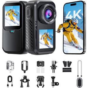 AIKER Action Cam 4k/5k Wifi Nuovo Aggiornato,Dash Cam Moto Lunga Durata Della Batteria/Eis/Impermeabile Fino A 30 M/Qualità Dellimmagine Ad Alta Definizione,Biciclette/Motociclette/Animali Domestici