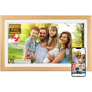 dxmart FRAMEO Cornice digitale per foto, 21,5 pollici con touchscreen IPS LCD FHD da 1920 x 1080, doppia wifi per la condivisione di momenti tramite l'app Frameo, 32 GB di memoria, espandibile tramite USB