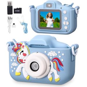 Azyvum Macchina Fotografica Bambini,2.0 Pollici Schermo Mini Ricaricabile Fotocamera Digitale,1080P HD Videocamera Regalo Giocattolo di Natale & Compleanno per Ragazze Ragazzi 3-10 Anni,con Scheda 64GB