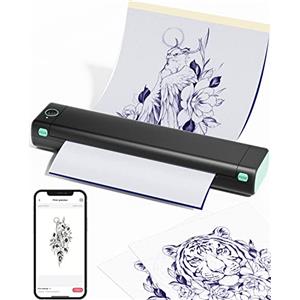 Phomemo M08F Stampante Stencil Tattoo, Bluetooth Portátiles Tattoo Printer | Stampante per Tatuaggi per Principianti e Artisti, Stencil Machine Plotter Compatibile con Phone, con 10 Carta, Nero Verde