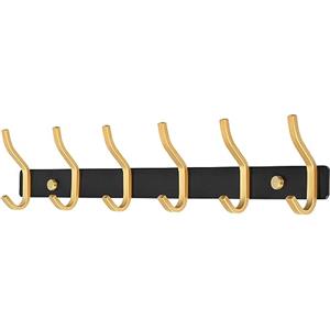 MEIJO Appendiabiti da Parete, Ganci Attaccapanni in Acciaio Inox da Muro Moderno Appendiabiti per Cameretta, Ingresso, Cucina, Bagno (6-Ganci, Nero & Oro)