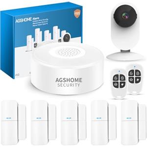 AGSHOME Allarme Casa senza Fili con Telecamera 1080p 120 dB | Kit 9 pezzi, notifiche App gratuite senza abbonamento, verifica video dopo un avviso, installazione facile, controllo remoto