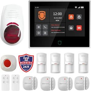 Wolf Guard antifurto allarme casa domestico con touch screen da 7 pollici, sistema di sicurezza intelligente 4G + WiFi con controllo tramite app Tuya, rilevatore di movimento (WT4F-W03)