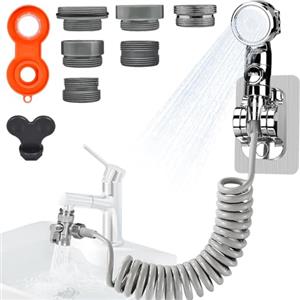 ECHOBUY Doccetta per Lavandino Bagno con Tubo Estensibile 3M Doccino per Lavandino Cucina Doccetta Per Doccia,Doccetta per Bidet Doccino per Bidet Set Soffione Doccia con 6 Adattatore per Doccia e Bide