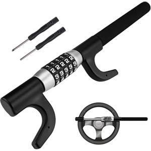 Tevlaphee Antifurto Auto Blocca Sterzo Automobile Bloccasterzo Auto Universale Sicurezza (Nero)
