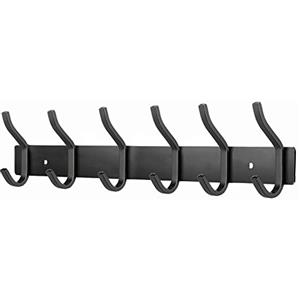 MEIJO Appendiabiti da Parete, Ganci Attaccapanni da Muro in Acciaio Inox Moderno Appendiabiti per Cameretta, Ingresso, Cucina, Bagno (6-Ganci, Nero Opaco)