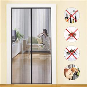 MYCARBON Zanzariera Porta Finestra Magnetica Adesiva(90x210cm, Nero) | Tenda Traspirante Anti Mosche per Esterno Rete Zanzariere a Calamita