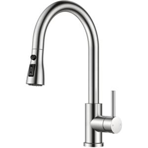 FORIOUS Rubinetto Cucina Estraibile, Rubinetto Cucina con 3 Modalità di Getto, Miscelatore Cucina in Acciaio Inox con Leva Monocomando e Rotazione a 360°, per Sistemi ad Alta Pressione