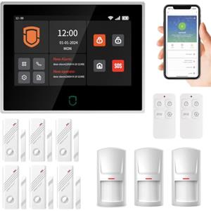 Wolf Guard - Allarme Casa WiFi Senza Fili, Antifurto Casa Wireless con APP Tuya, Supporta SIM 4G, KIT Allarme con Rilevatore di movimento, Sistema di Sicurezza già Configurato, Italian WT4F-06