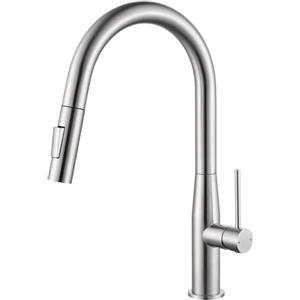 CECIPA Rubinetto Cucina con Doccetta Estraibile, Arco Miscelatore Cucina | Rubinetto Lavello con 2 Modalità, Doccino Estraibile di 40cm, Girevole a 360°, in Acciaio Inox, Monocomando, Spazzolata