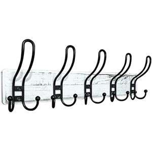 Kldgris Appendiabiti da Parete, Attaccapanni da Muro Legno 5 Ganci per Cameretta, Ingresso, Cucina, Bagno (Bianco sporco)