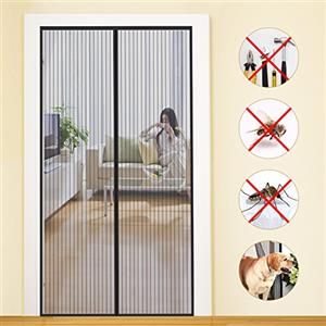 MYCARBON Zanzariera Porta Finestra Magnetica Adesiva(110x220cm, Nero) | Tenda Traspirante Anti Mosche per Esterno Rete Zanzariere a Calamita