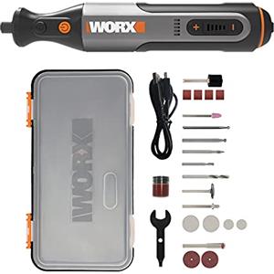 WORX 8V Utensile Rotativo Cordless WX106 Mini Trapano Smerigliatrice | Caricamento USB, Dimensione Pinze 3,2 mm, Controllo Velocità Variabile con 23pcs Accessori, Design Leggero e Compatto