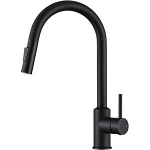 CECIPA Rubinetto Lavello Cucina Nero, Miscelatore Cucina Nero con Doccetta | Rubinetto con Doccetta Estraibile, 2 Modalità Acqua, Girevole a 360°, in Acciaio Inox, Risparmio Idrico, Nero