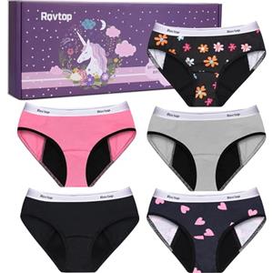 Rovtop Mutande Assorbenti Ragazze Ciclo, 5 Pezzi Mutande Assorbenti Donna Ciclo, Mutandine Speciali a Prova di Perdite per Ragazze, Lavabile Riutilizzabile