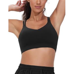 THE GYM PEOPLE Women's Thin Padded Double Straps Sports Bra | Medium Support, Removable Pads, Back Neck, Support Straps, 4-Way Stretch, Breathable, Yoga, Running