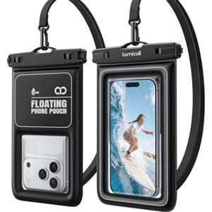 Lamicall Custodia Impermeabile Smartphone - [Galleggiabilità Superiore] | 2 Pezzi, IP68 Custodia Telefono Subacquea con Cordino Rimovibile, Chiusura Sicurezza, Cover Impermeabile Telefono Fino a 7,5"
