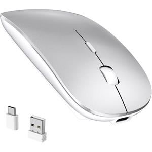 RaceGT Wireless Mouse 2.4G USB C+USB A, rechargeable Ultra Slim Silent | inalambrico, silencioso, rechargeable, lunga autonomia, plug-and-play, ultrasottile, leggero, 1600DPI, ampia compatibilità