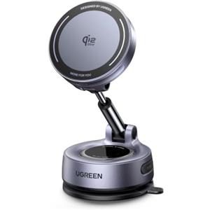 UGREEN Qi2 25W Caricatore Wireless da Auto Magsafe, Ventosa in Nanogel | Compatibile con iPhone 18/17/16/15/14/13/12 Pro Max Air Plus, Supporto Ricarica Magnetica Braccio Estensibile Rotazione 360°