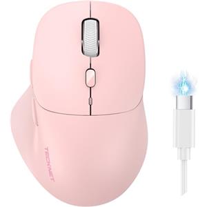 TECKNET Mouse Bluetooth Ricaricabile, Tri-Modo (2BT+USB) Mouse Wireless | Poggiapollice Ergonomico, 4800 DPI, 6 Pulsanti, Clic Silenzioso, Mouse Senza Filo per Laptop, PC, Mac OS, Android, Windows