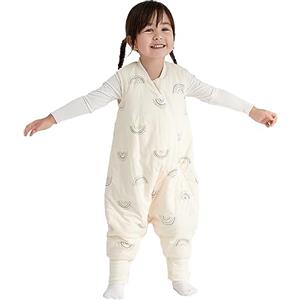 Duomiaomiao 2.5 TOG Sacco a pelo con piedi invernale，100% cotone，Sacco nanna per Bambini（Arcobaleno/2-3 anni）