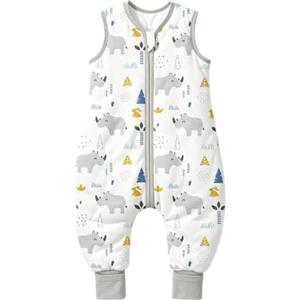 Mosebears Sacco Nanna con Piedini Invernale 2,5 Tog 18-36 Mesi Tutto l'anno Sacco Nanna in Cotone Traspirante per Neonati e Bambini