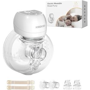 KISSBOBO 1508 Tiralatte Elettrico Indossabile, 193g Leggero, Contenitore 180ml, 3 modalità, 9 livelli, batteria 1200mAh, apertura 27mm, uso senza mani casa, lavoro e viaggio (Bianco 1 pezzo)