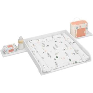 WOLTU Fasciatoio Neonato, Fasciatoio Universale per Cassettiera | 3 Bordi Rialzati, Profondità Regolabile 47-50 cm, in MDF, 160x80x10 cm (80x80 cm per Bambini)