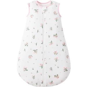 Duomiaomiao Sacco nanna Baby per l'intero anno 2.5Tog, 100% cotone Sacco per bebè invernale, neonato femmina, Sacco nanna caldo per bambini neonati(Fiore/100)