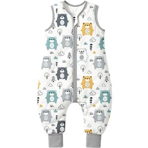 Mosebears Sacco Nanna con Piedini Invernale 2,5 Tog 6-18 Mesi Tutto l'anno Sacco Nanna in Cotone Traspirante per Neonati e Bambini
