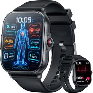 idomars Orologio Smartwatch Uomo Cardiofrequenzimetro Salute: 1.39 Intelligenti Orologi con Bluetooth ECG HRV SpO2 Sonno Pressione Sanguigna Modalità Sportive Fitness Watch Compatibile Android e iOS (Nero)