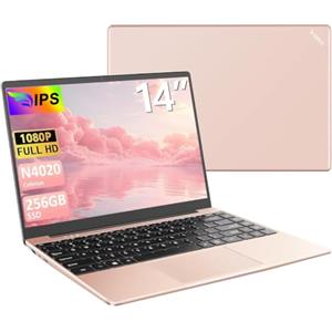 bvate PC Portatile Computer Portatile Win11 Notebook 14 Pollici 6GB 256GB | 2.4G+5G Supporta La Scheda SSD La Scheda TF Estesa, Wireless Bluetooth Mouse Wifi, Italiana Tastiera - Oro rosa