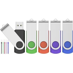 FEBNISCTE Chiavetta USB 16 GB 5 Pezzi - Portatile Pennette USB 2.0 - Pen Drive USB 16GB Giratorio, Chiave Pendrive Leggeri Pennina USB, FEBNISCTE Penna USB 16 Giga con Corda per Video Foto Audio Musica Film