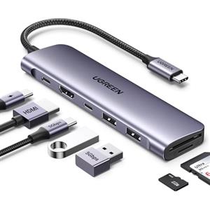 UGREEN Revodok 1071 Hub USB C 7 in 1 Adattatore Multiporta Docking Station | HDMI 4K, Lettore di Schede SD TF, PD 100W Rapida, 5Gbps 2A1C, Compatibile con MacBook Neo iPad Pro Air iPhone 18 Pro Max