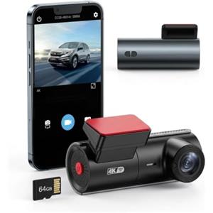 LAMTTO Dashcam anteriore per auto, 4K, con scheda WiFi SD, WDR, visione notturna, sensore G