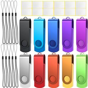 Uflatek Chiavetta USB 8 GB, 10 Pezzi 8GB PenDrive Ruotare 8 Giga Chiavette USB 2.0 Metallo Unità Flash Drive Colori Misti Pennetta Memoria USB By Uflatek