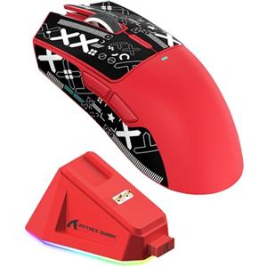 ATTACK SHARK ATTACK Mouse da gioco SHARK X11 con dock di ricarica magnetico, sensore da gioco PixArt PAW3311, mouse da gioco wireless BT/2.4G / cablato con nastro antiscivolo per mouse, 22000 DPI, mouse da gioco