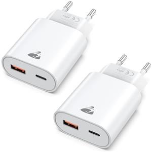 Yosou 2 Pack Caricatore USB C, 20W Ricarica Rapido Presa Spina USBC Alimentatore Type C Multiplo Carica Batterie Caricabatterie Caricatore per iPhone 16 15 14 13 12 11 Pro Max Samsung S24 S23 iPad Cellulare