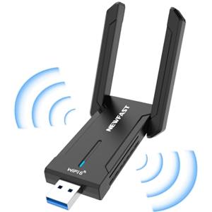 NEWFAST 5400Mbps Chiavetta WiFi per PC Fisso, USB WiFi 6E Antenna WiFi USB | Tri-Band 6/5/2,4GHz Chiavetta WiFi 6 Supporta Windows 11/10, USB3.0, OFDMA, MU-Mimo, WPA3 (NF-U353)