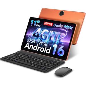 Blackview ZENO5 Tablet Android 16 con tastiera, Tablet 11 pollici, 4G LTE, 32GB RAM + 128GB ROM, display HD 90 Hz, 8300 mAh, GPS, Gemini AI, Widevine L1, Face ID, con penna e mouse, tablet per lavoro e studio