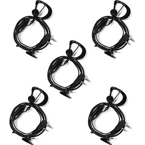 JUCJET Auricolare Walkie Talkie con Cavo Intrecciato, 2 Pin, 5 Pezzi | Auricolari 2 pin, microfono PTT, cavo intrecciato anti-groviglio, per radio compatibili, 5 pezzi