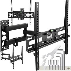 tectake® Supporto Universale Parete, Muro, per TV da 26 a 75 pollici (66-191 cm), Inclinabile, Girevole, Staffa TV, VESA max. 400 x 400, Portata 50 kg, Distanza Parete da 81 a 368 mm
